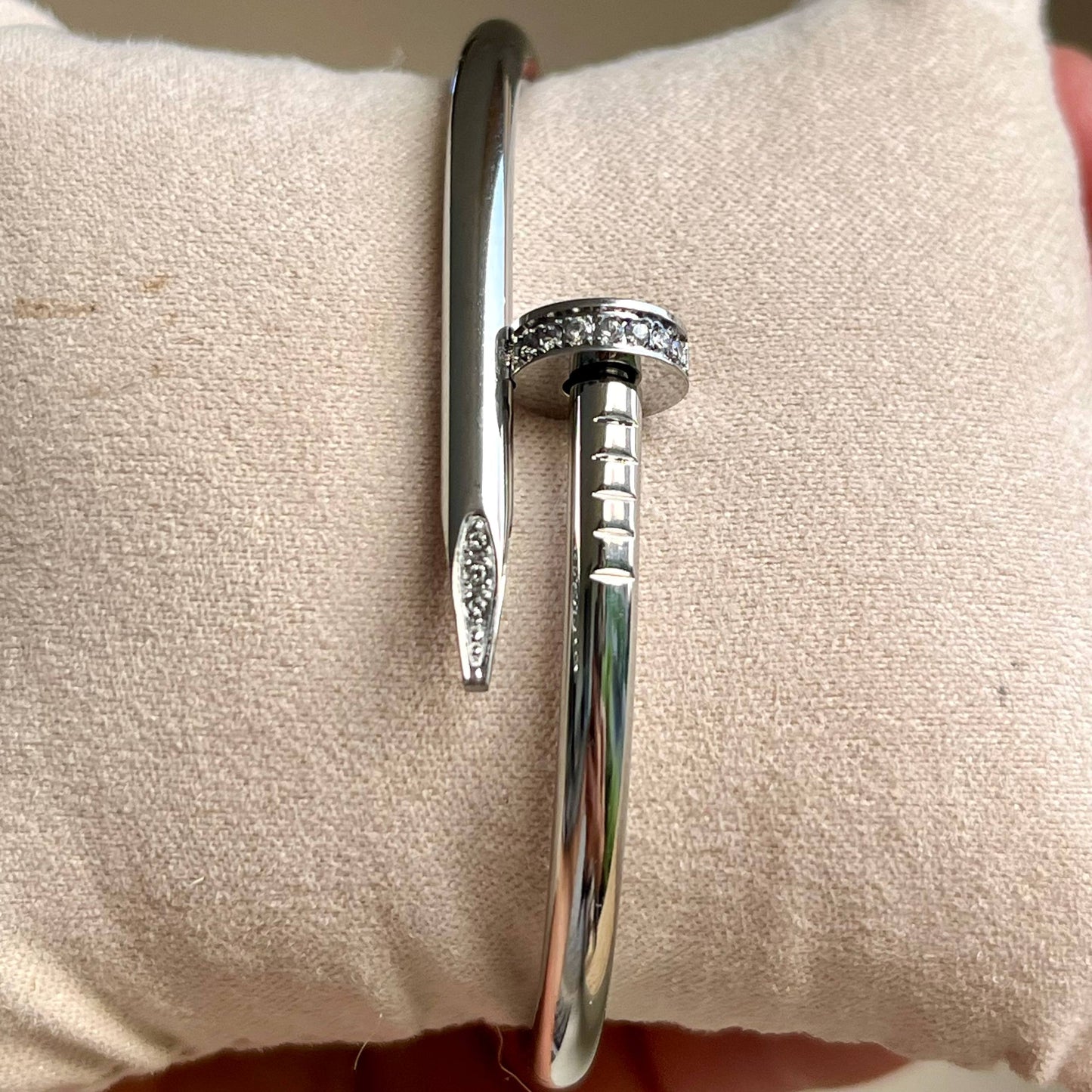 Silver Nail Diamond Bangle
