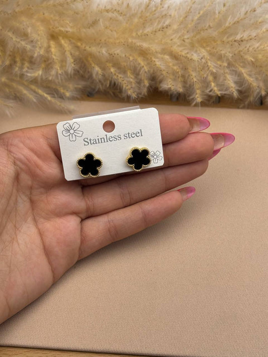 Black Flower Earrings