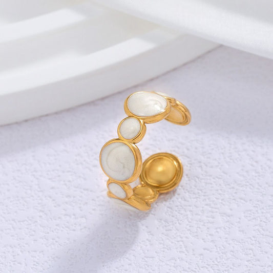 White Stone Circle Ring