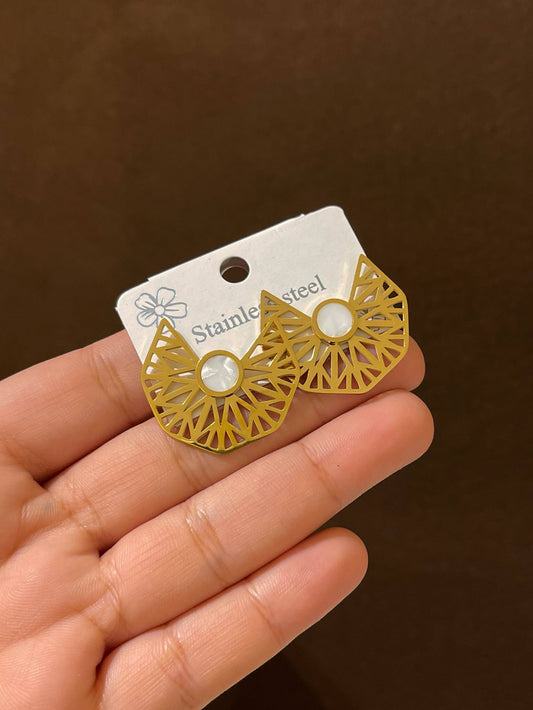 White Circle Earrings